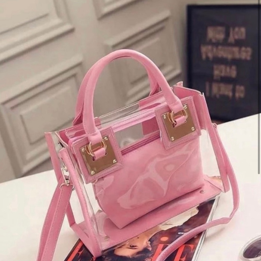 Brand new transparent purse with pouch & crossbody strap